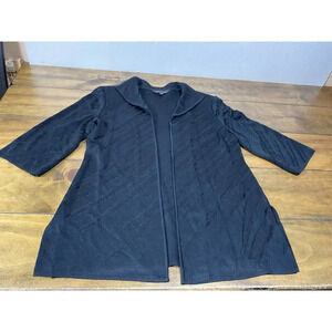 Ming Wang Black Striped Textured Cardigan Open Front Jacket Size Medium